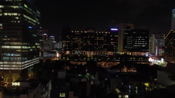 Singapur Antenne Nacht Beleuchtete Stadtbild Panorama Filmmaterial — Stockvideo