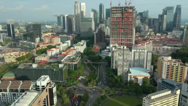 Singapore Antenn Topdown Stadsbilden Panorama Footage — Stockvideo