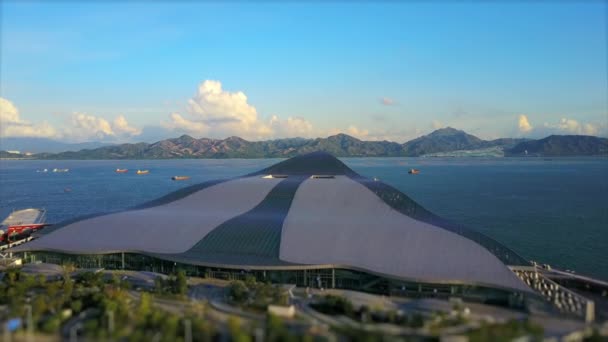 Dia Shkou Shekou Centro Cruzeiro Baía Panorama Aéreo China — Vídeo de Stock