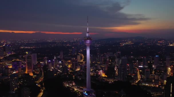 Kuala Lumpur Malaysia Szeptember 2019 Night Kuala Lumpur Downtown Aerial — Stock videók