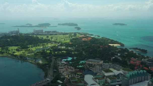 Сінгапур Повітряних Спадний Міського Пейзажу Панорама Кадри — стокове відео