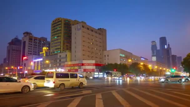 Day Time Changsha City Center Traffic Street Crossroad Aerial Timelapse — Stock Video