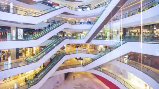 Famous Chengdu City Crowded Mall Walking Timelapse Panorama China — Stock Video