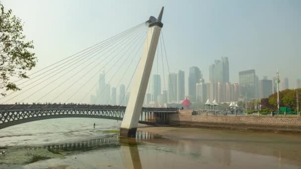 Den Čas Qingdao Bay Centru Letecké Panorama Timelapse Porcelánu — Stock video