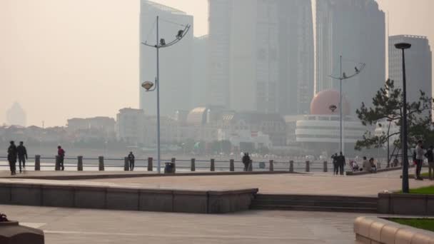 Ημέρα Ώρα Qingdao Πόλη Στο Κέντρο Timelapse Πανόραμα Κίνα — Αρχείο Βίντεο