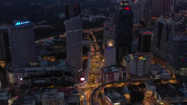 Kuala Lumpur Malaysia September 2019 Nacht Verlicht Kuala Lumpur Centrum — Stockvideo