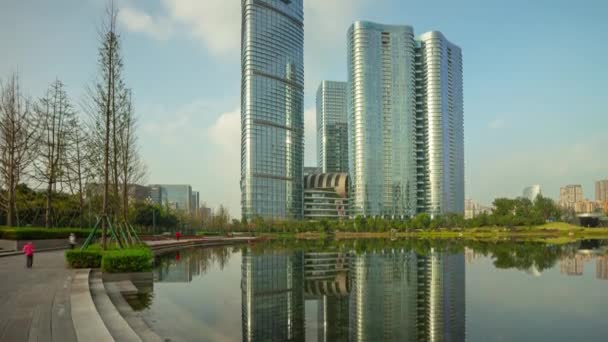 Den Čas Chengdu Město Centru Letecké Panorama Timelapse Porcelán — Stock video