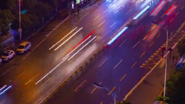 Νυχτερινή Hangzhou Κέντρο Της Πόλης Κυκλοφορίας Εναέρια Πανόραμα Timelapse Κίνα — Αρχείο Βίντεο