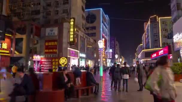 Malam Hari Pencahayaan Qingdao Lalu Lintas Kota Timelapse China — Stok Video