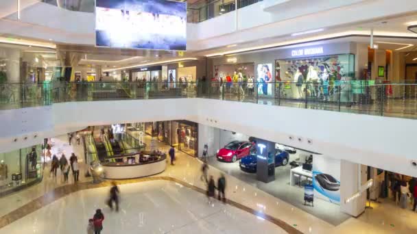 Famoso Centro Comercial Lleno Gente Ciudad Chengdu Caminar Timelapse Panorama — Vídeos de Stock