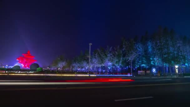 Qingdao Teluk Lalu Lintas Udara Panorama Timelapse China — Stok Video