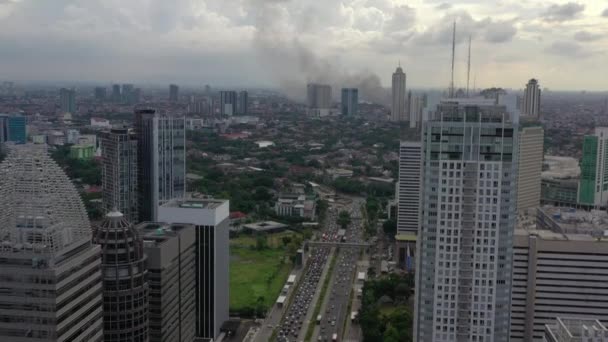 Jakarta Indonésia Março 2020 Jakarta Cidade Tráfego Imagens Aéreas — Vídeo de Stock