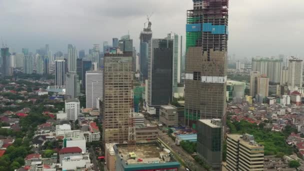 Akarta Indonesien Mars 2020 Vackert Flyglandskap Jakarta Stad Skyline Med — Stockvideo