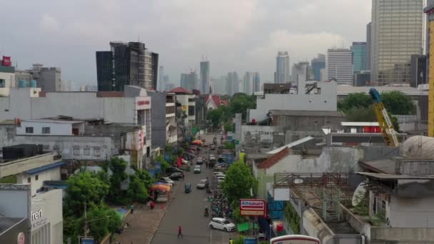 Jakarta Indonesien März 2020 Stadtverkehr Jakarta Luftaufnahmen — Stockvideo