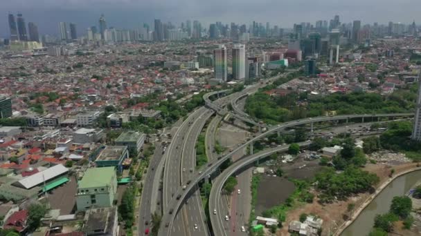 Jakarta Indonesia March 2020 Jakarta City Traffic Aerial Footage — Stock Video