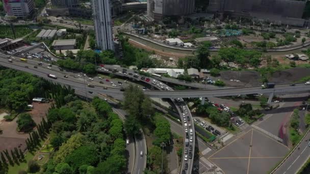 Jakarta Indonesia Marzo 2020 Yakarta City Traffic Aerial Footage — Vídeo de stock