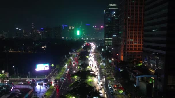 Джакарта Индонезия Марта 2020 Ночное Время Джакарта Городского Движения Воздушных — стоковое видео