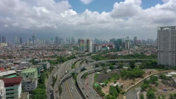 Jakarta Indonesia Marzo 2020 Jakarta Traffico Urbano Riprese Aeree — Video Stock