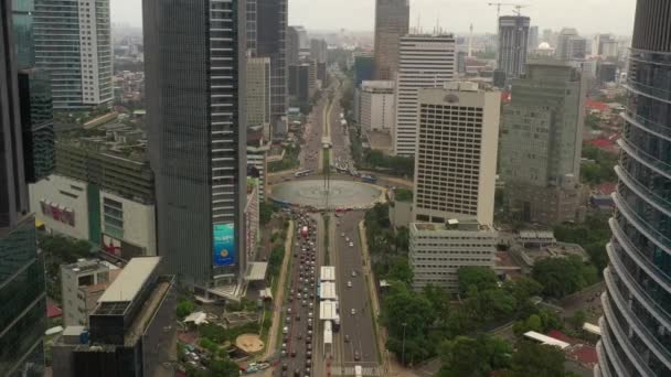 Джакарта Индонезия Марта 2020 Городское Движение Джакарте Воздушных Кадров — стоковое видео