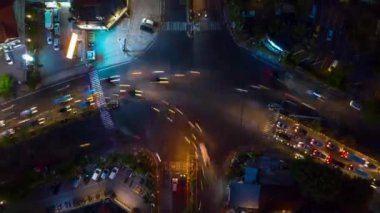 Gece aydınlatma bangalore şehir trafik caddesi kare panorama 4k Hindistan