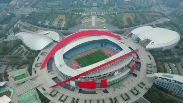 Letecký Pohled Město Olympijský Stadion Nanjing Čína Záběry — Stock video