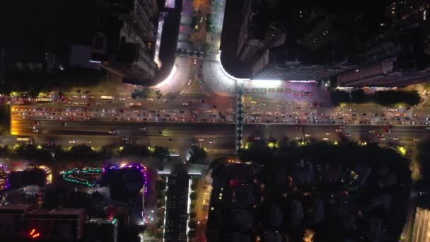 Nattetid Guangzhou Industristadsbild Antenn Panorama Timelapse Film Porslin — Stockvideo