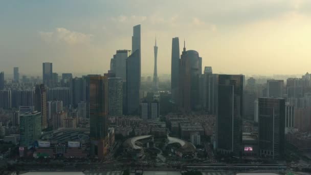 Hora Noche Guangzhou Paisaje Urbano Industrial Panorama Aéreo Material Archivo — Vídeo de stock