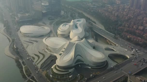 Dag Changsha Stad Beroemde Internationale Cultuur Kunst Centrum Aan Rivier — Stockvideo