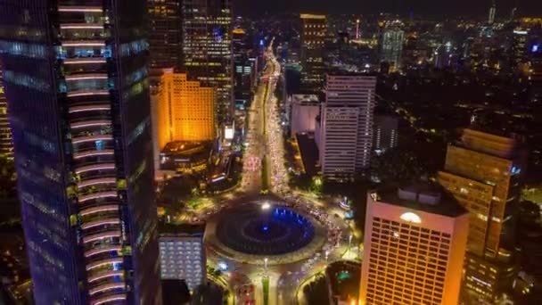 Noční Osvětlení Bangalore Městský Provoz Ulice Náměstí Letecký Top Panorama — Stock video