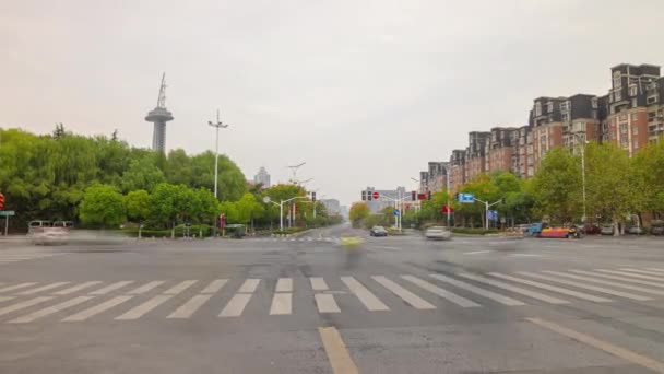 Denní Let Nad Nanjing Městské Dopravy Timelapse Letecké Panorama Záběry — Stock video