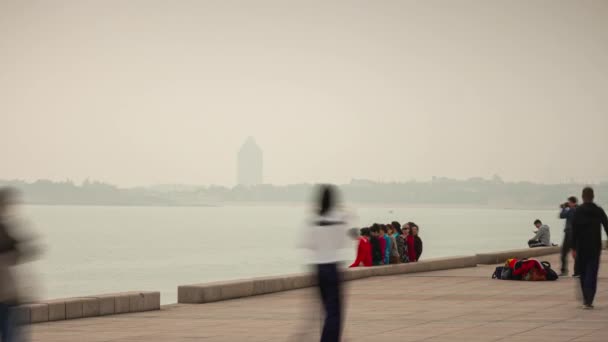 Dzień Czas Qingdao Miasta Centrum Miasta Anteny Timelapse Panorama Chiny — Wideo stockowe