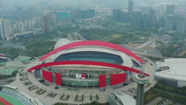 Letecký Pohled Město Olympijský Stadion Nanjing Čína Záběry — Stock video