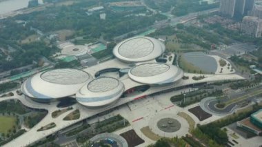 Gündüz vakti Nanjing şehri büyük tiyatro kompleksi gökyüzü manzarası 4k porselen