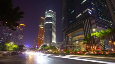 Gece vakti Guangzhou Endüstriyel Şehir Havası Panoraması. 4k zaman dilimi Çin porseleni