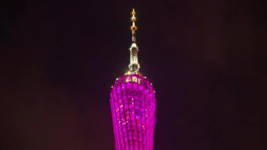 Guangzhou - Ocak 4: Guangzhou Canton Tv Kulesi, Guangzhou, Çin. Renkli gün zaman sahne Guangzhou Canton Tv astronomik ve Çin'deki en yüksek Kulesi gezi Kulesi