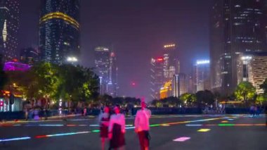 Gündüz vakti Guangzhou trafik şehri manzaralı panorama. 4K Çin porseleni