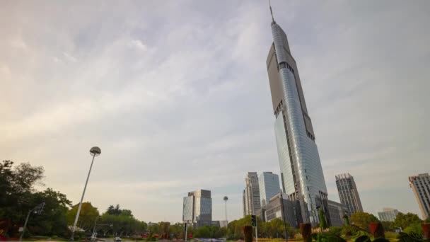Voo Noturno Sobre Nanjing Cidade Tráfego Aéreo Panorama Imagens — Vídeo de Stock