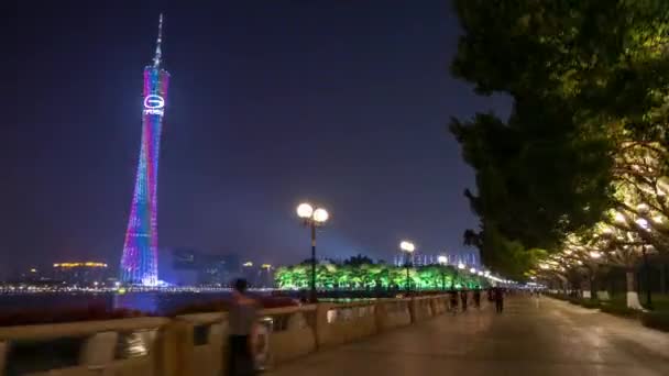 Guangzhou Ene Guangzhou Canton Tower Guangzhou China Colorida Escena Del — Vídeos de Stock