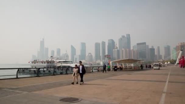 Dzień Czas Qingdao Miasta Centrum Timelapse Spacery Panorama Chiny — Wideo stockowe