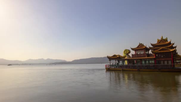 Gündüz Vakti Hangzhou Şehri Nehir Kenarı Havadan Panorama Zaman Dilimi — Stok video