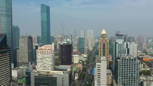 Dag Vlucht Nanjing Stad Verkeer Luchtfoto Panorama Beelden — Stockvideo