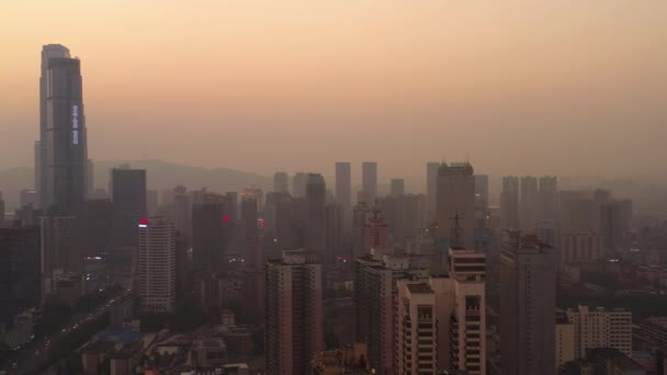 Changsha Città Sole Tramonto Famoso Lungofiume Baia Aerea Panorama Porcellana — Video Stock