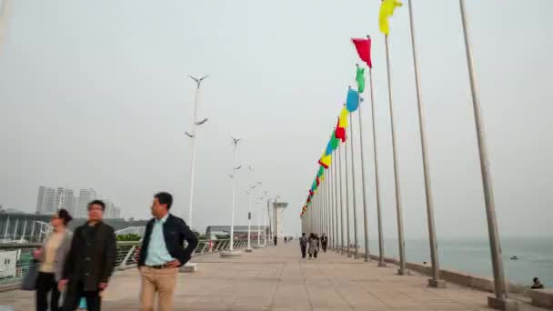 Giorno Qingdao Città Centro Timelapse Panorama Piedi Porcellana — Video Stock