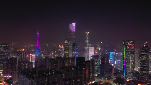 Gece Vakti Guangzhou Endüstriyel Şehir Havası Panoraması Çin Porseleni — Stok video