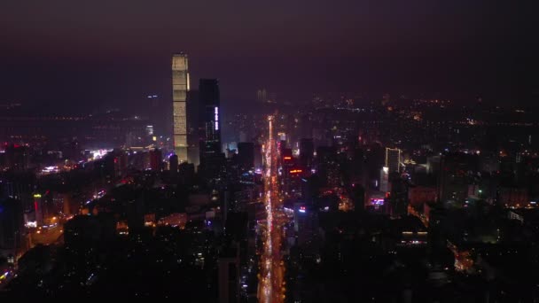 Changsha Város Napos Éjszaka Híres Belvárosi Bay Légi Időmérő Panoráma — Stock videók