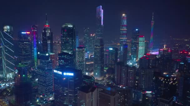 Nachts Guangzhou Industrielle Stadtlandschaft Luftbild Filmmaterial China — Stockvideo
