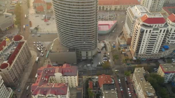 Dag Qingdao Stad Centrum Luchtfoto Panorama Porselein — Stockvideo