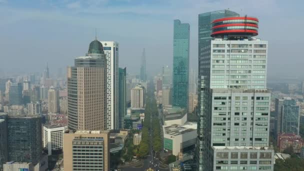 Дневной Полет Над Нанкинском Городской Воздушной Панорамой — стоковое видео