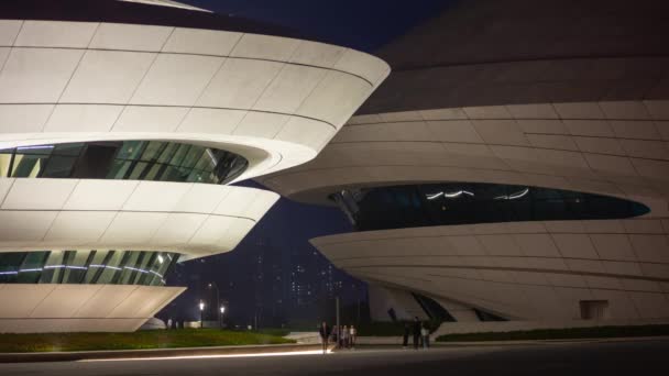 Night Time Changsha City Famous International Culture Art Center Riverside — Stock Video