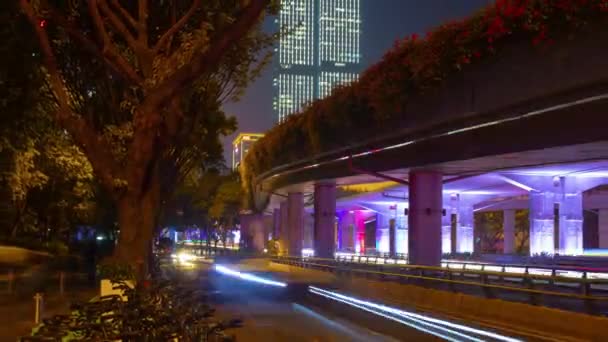 Nachts Guangzhou Industrielle Stadtlandschaft Luftbild Timelapse Filmmaterial China — Stockvideo